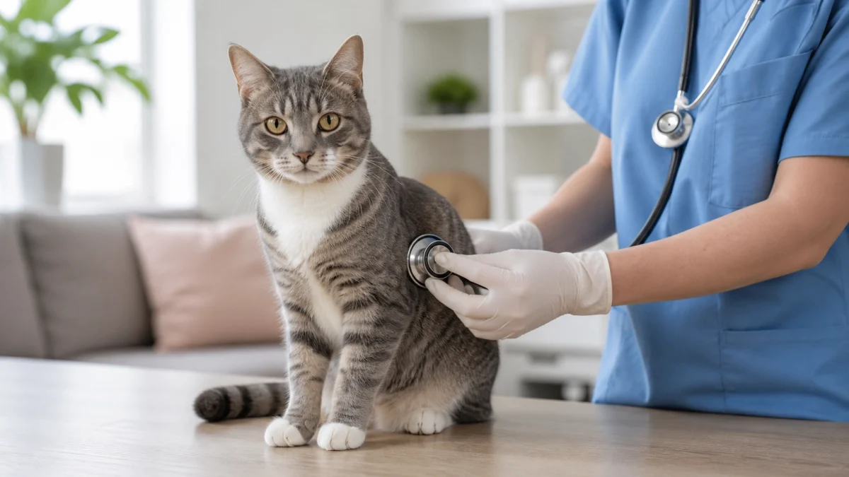 A pet owner gently comforting a small dog with clear airways and relaxed breathing posture at home.