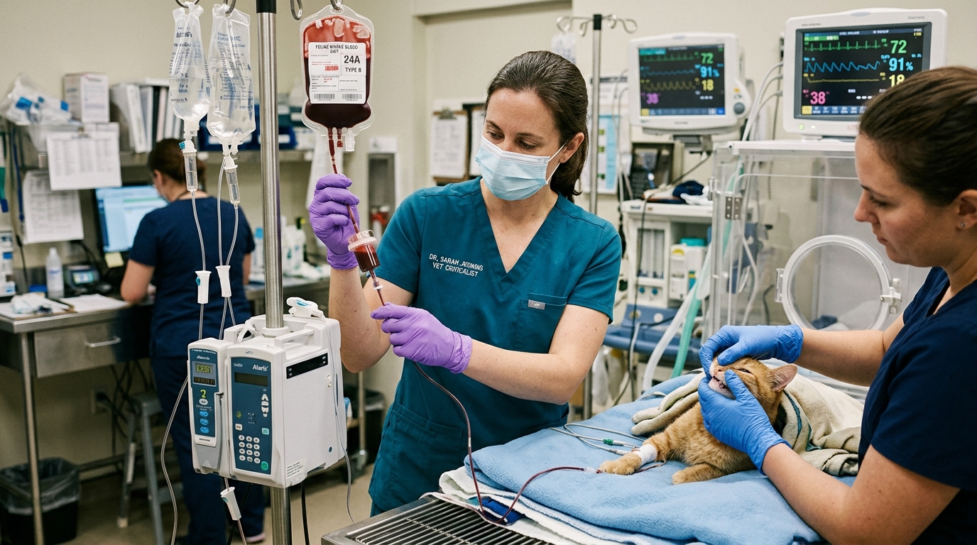 Intensive medical care monitoring and supportive fluid administration in veterinary oncology suite